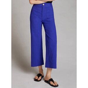 Maeve The Colette Wide Leg Cropped Pants Anthropologie in Purple Blue Size 26